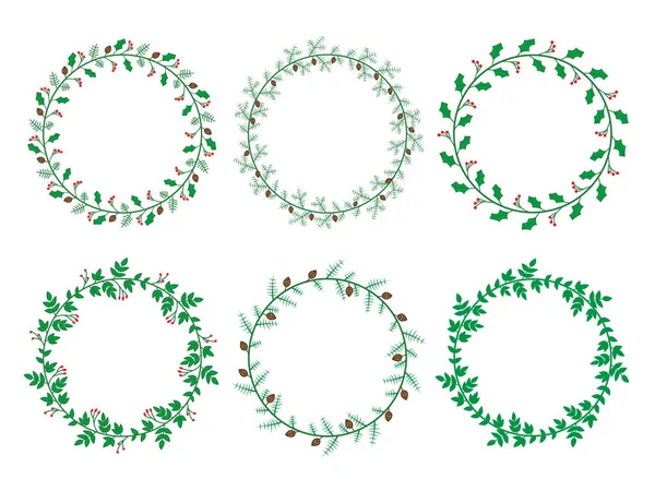 Collection vectorielle de couronnes de laurier de Noël — Image vectorielle