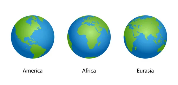 Земля с 3 углами земного шара изолированы на белом фоне. вектор иллюстрации EPS10 . — стоковый вектор