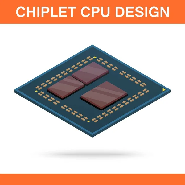 Reális izometrikus modern chiplet CPU tervezés elülső nézet. Stock Illusztrációk