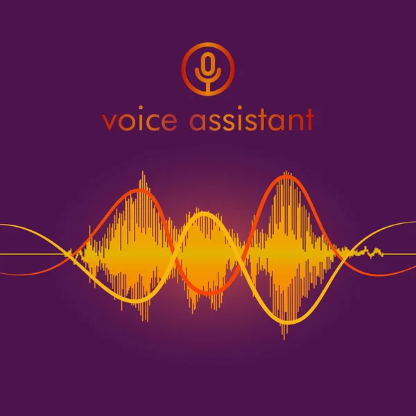 Microfoon knop met heldere stem en geluid imitatie golven. Mededeling — Stockvector