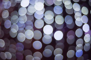 Bokeh, açık mavi çelenkler odak noktasında, yuvarlak ışıklar, Noel.