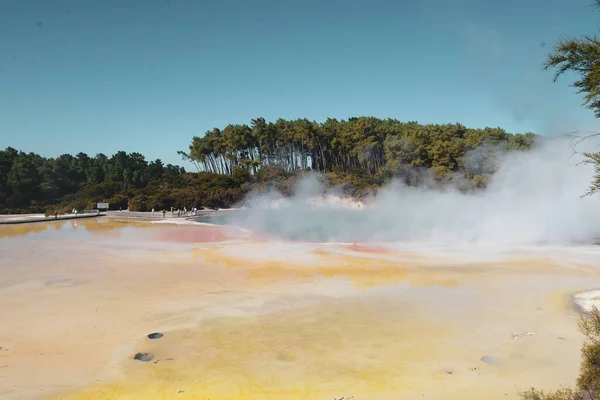 Waiotapu Również Ortografia Wai Tapu Jest Aktywnym Obszarem Geotermalnym Południowym — Zdjęcie stockowe