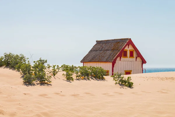 Costa Caparica Beroemde Toeristische Bestemming Met Typische Kleine Kleurrijke Huis — Stockfoto