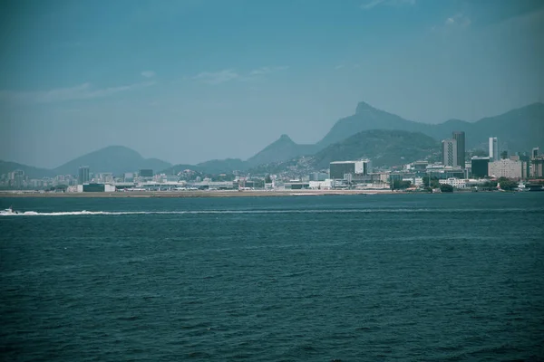 View of the Sugar Loaf in Botafogo, a mountain, and a landscape of Rio de Janeiro from a cable car, Brazil.