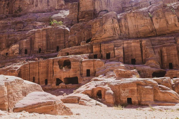 Petra Una Grande Tomba Del Palazzo Principale Attrazione Della Giordania — Foto Stock