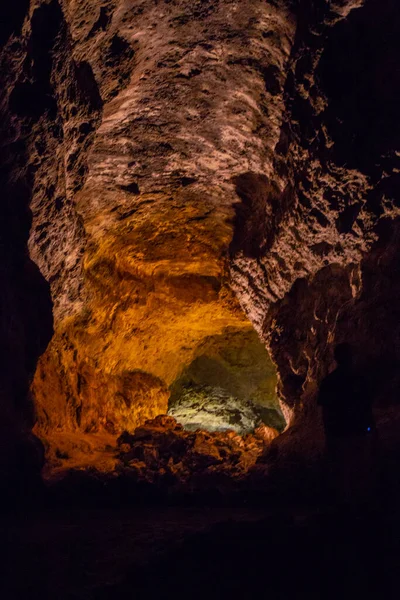 Куэва Лос Вердес Зеленая Пещера Льяроте Канарские Острова Удивительная Лавовая — стоковое фото