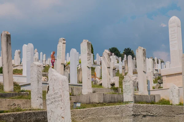 Martelaren Begraafplaats Kovaci Witte Graven Van Het Moslimkerkhof Heuvel Boven — Stockfoto