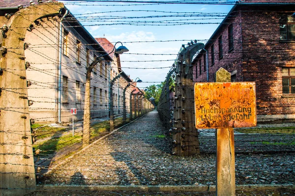Auschwitz Birkenaus Koncentrationsläger Dödsbaracken Judisk Förintelseläger Tyskt Dödsläger Owicim Taggtråd — Stockfoto