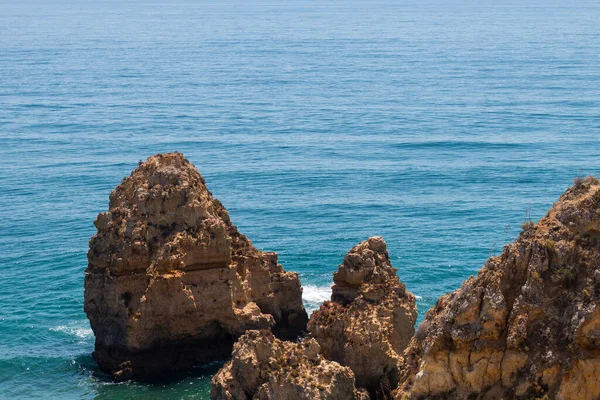 Algarve Lisbon Beautiful Bay Lagos Town High Cliffs Shore Atlantic — Stock Photo, Image