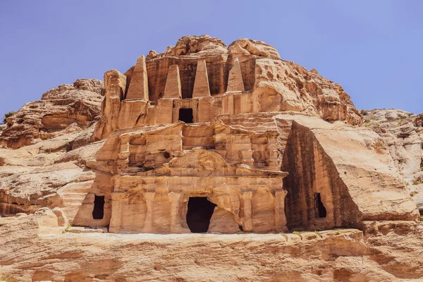 Petra Pierwotnie Znana Jej Mieszkańcom Jako Raqmu Jest Historycznym Archeologicznym — Zdjęcie stockowe