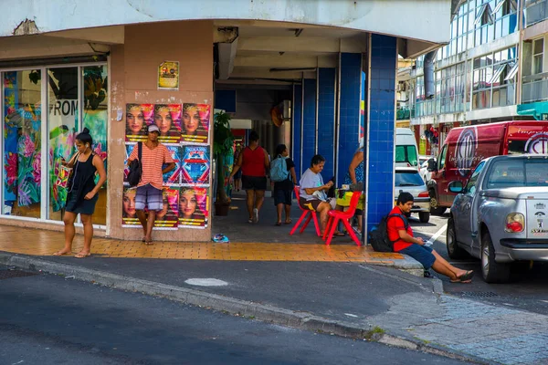 Uitzicht Het Centrum Van Papeete Frans Polynesië Vol Met Mensen — Stockfoto