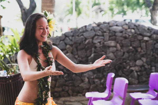 Portrait Danseuse Polynésienne Belles Femmes Dans Tahitien Île Pacifique Dansent — Photo