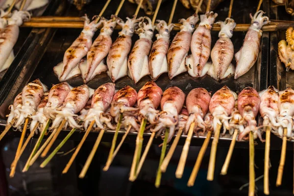 Grilled Squids Barbeque Way Asian Market Summer Day Always Food — Stock Photo, Image
