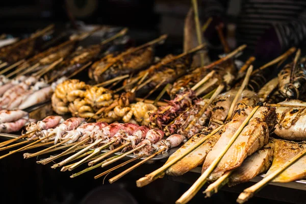 Fresh Fish Food Barbecue Street Market Asia Different Type Fish — Stock Photo, Image