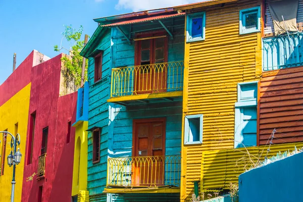 Buenos Aires Argentina 2019 Colorful Old Buildings Famous Neighborhood Caminito — стоковое фото