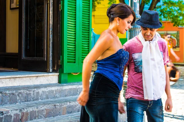 Buenos Aires Argentinien 2019 Zwei Tangotänzerinnen Während Ihres Tanzes Boca — Stockfoto