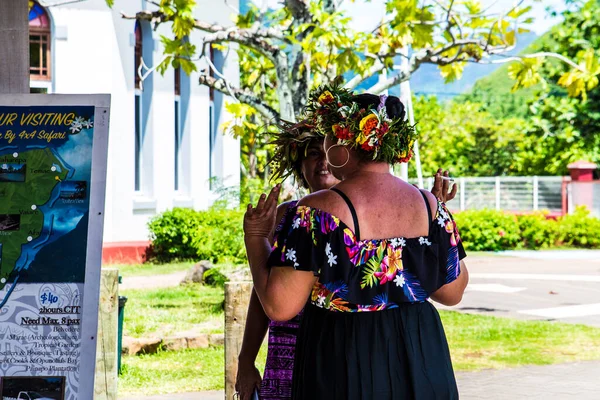 Moorea Polynésie Française 2018 Belles Femmes Locales Parlent Dans Leur — Photo