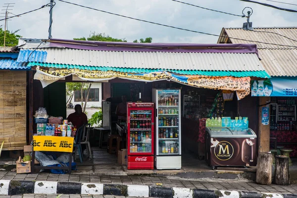 Mehrere Marktplätze Und Arbeiter Tanah Lot Wassertempel Auf Bali Einem — Stockfoto