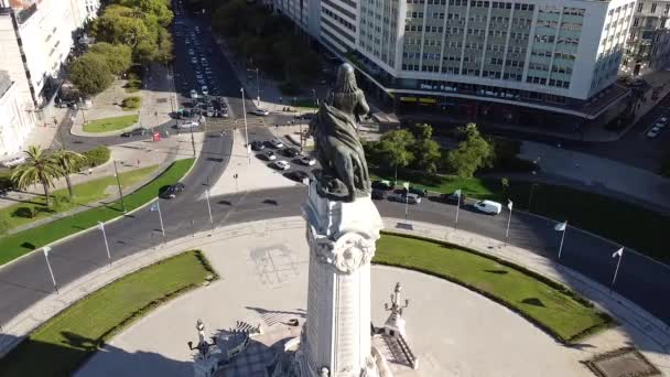 Lizbon Portekiz Şehir Merkezinin Hava Görüntüsü Güneşli Bir Günde Lizbon — Stok video