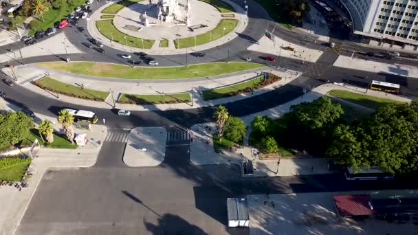 Luchtfoto Van Het Centrum Van Lissabon Portugal Zonnige Dag Lissabon — Stockvideo