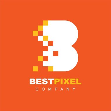 B Harfi Piksel Teknoloji Yaratıcı Logo Sembol Vektörü