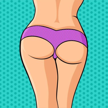 Girl purple underwear panties butt ass legs Vector