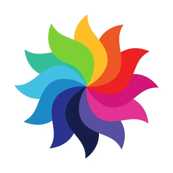 Kleurrijke Spiraal Regenboog Kleuren Bloemvorm Vector — Stockvector