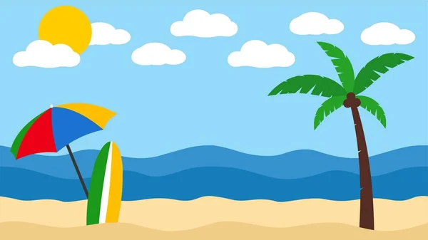 Strandlandschaft Tropische Insel Palme Hintergrund Vektor — Stockvektor