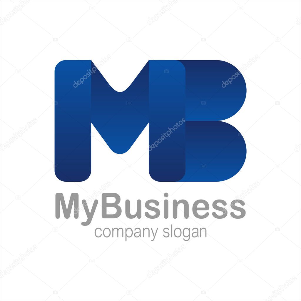 Letter M and B Logo Symbol blue Colorful Gradient Vector