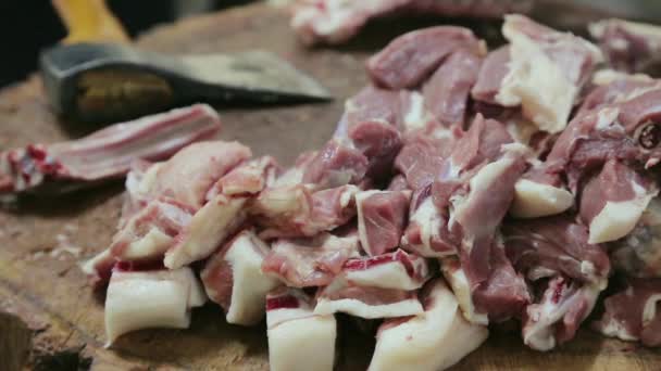 Kész Vágott Bárányhús Shish Kebab Főzéséhez — Stock videók