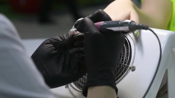 Manicura Profesional Extensión Uñas Procesamiento Limpieza Lijado Preparación Capa Superior — Vídeo de stock