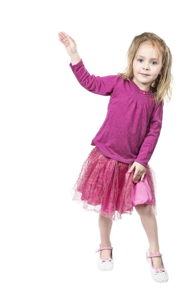 Girl in the dance points sideways — Stock Photo, Image