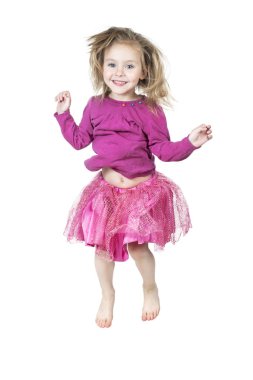 Jumping child in a skirt clipart