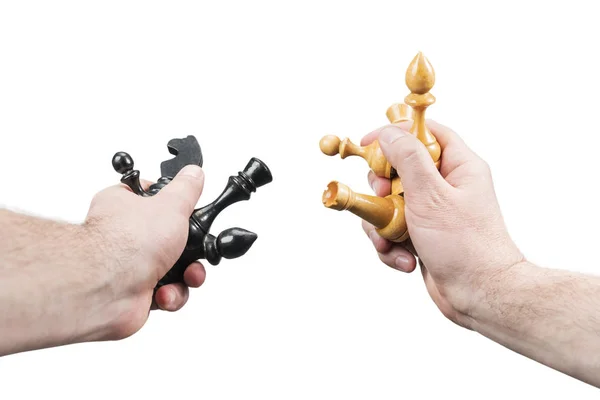 Male hand with chess pieces — Stock Photo, Image