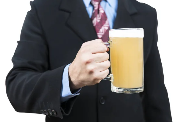 Nahaufnahme Porträt eines Geschäftsmannes mit Bier — Stockfoto