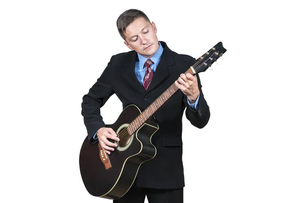 Zakenman gitaar spelen — Stockfoto