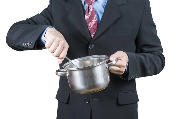 Empresario con una olla — Foto de Stock