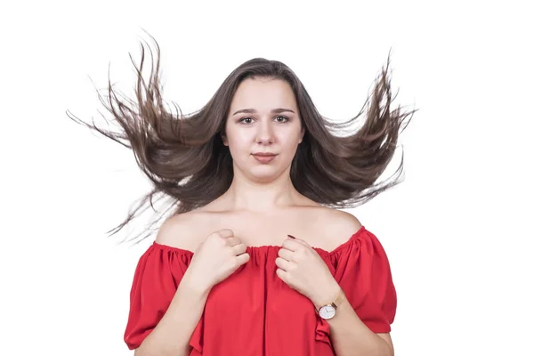 Woman with flying hair — Stock Photo, Image