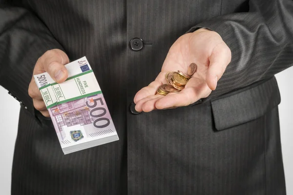 Euro money in male hands — Stock Photo, Image