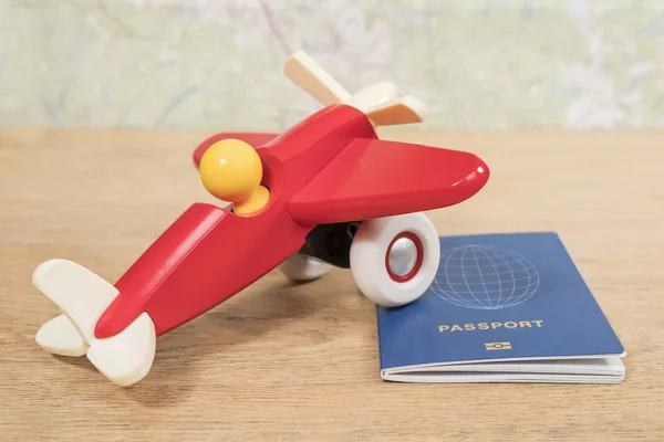 Red plane on passport — Stock Photo, Image