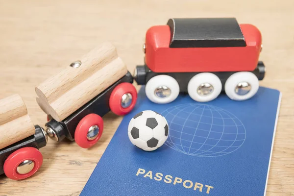 Ball on passport at the train — Stock Photo, Image