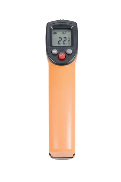 Infrarot Fernthermometer Mit Monitor Zeigt Grad Celsius Isoliert Auf Weißem — Stockfoto