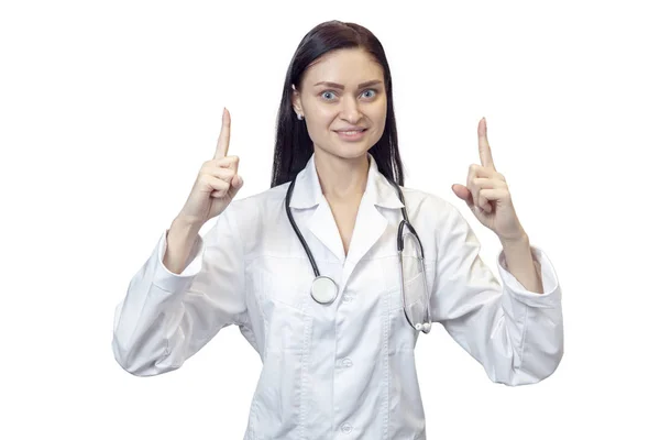 Doctor señala los dedos hacia arriba — Foto de Stock