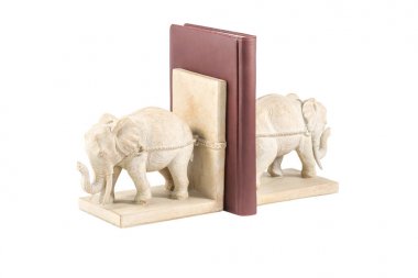 two elephant figurines hold a book clipart