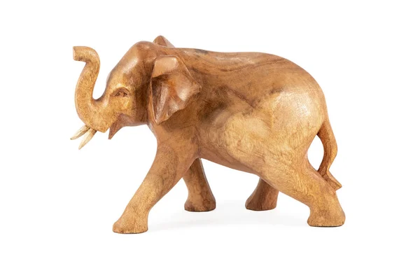 Drewniana figurka słonia na białym — Zdjęcie stockowe