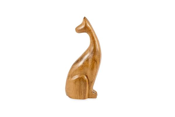 Dřevěná kočičí figurína na bílém — Stock fotografie