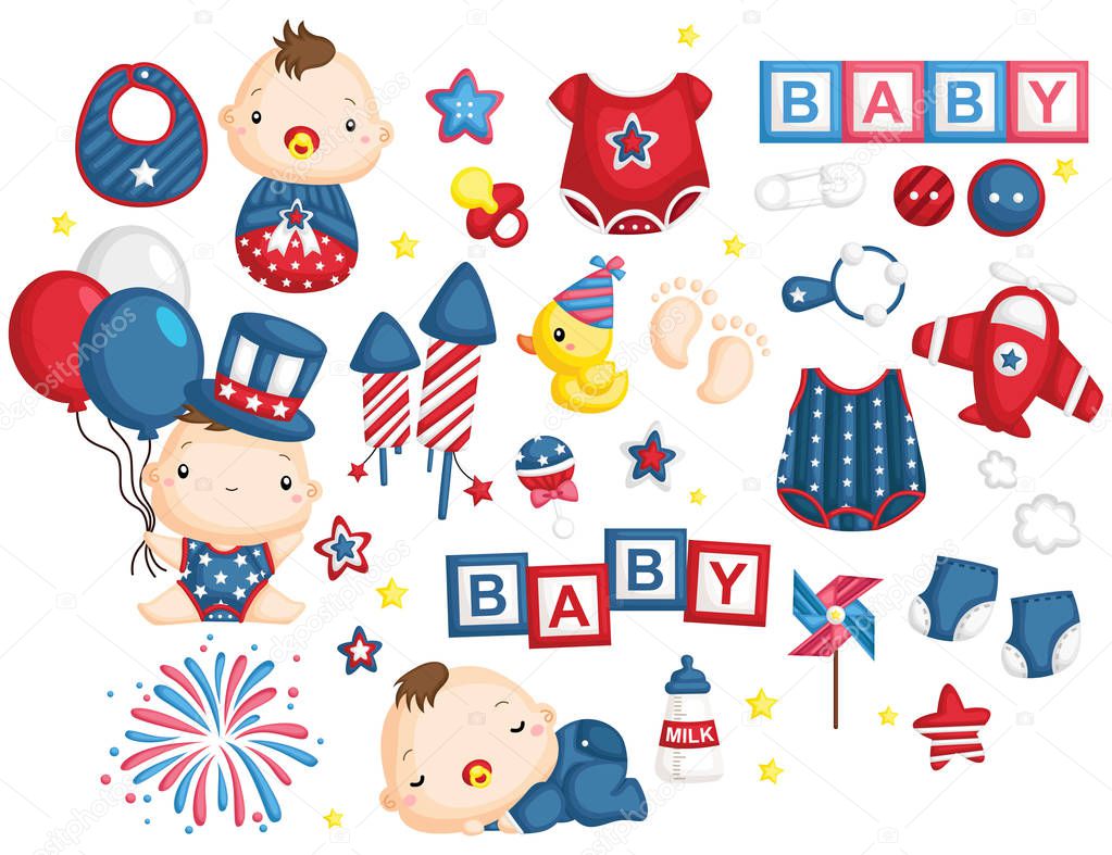 4th of baby vector set