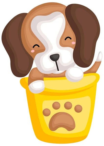 Una Raza Perro Beagle Puro Lindo Feliz — Vector de stock