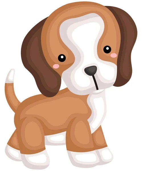 Μια Ευτυχισμένη Χαριτωμένο Beagle Καθαρή Φυλή Σκυλιών — Διανυσματικό Αρχείο