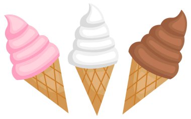 Üç lezzet dondurma koni 